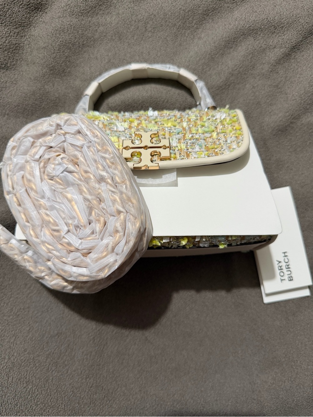 Tory Burch Britten Raffia Tweed Mini Top Handle - Picture 3 of 3